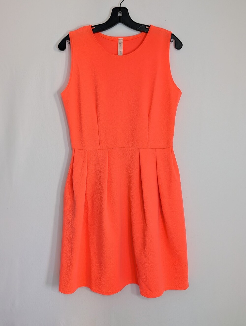 Lyss Loo Neon Orange Skater Dress Size Large Fit & Flare USA Made